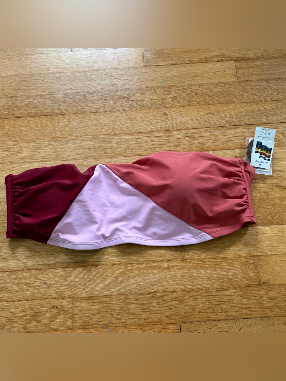 Colorblock Bandeau Bikini Top - Pink, Rose & Burgundy